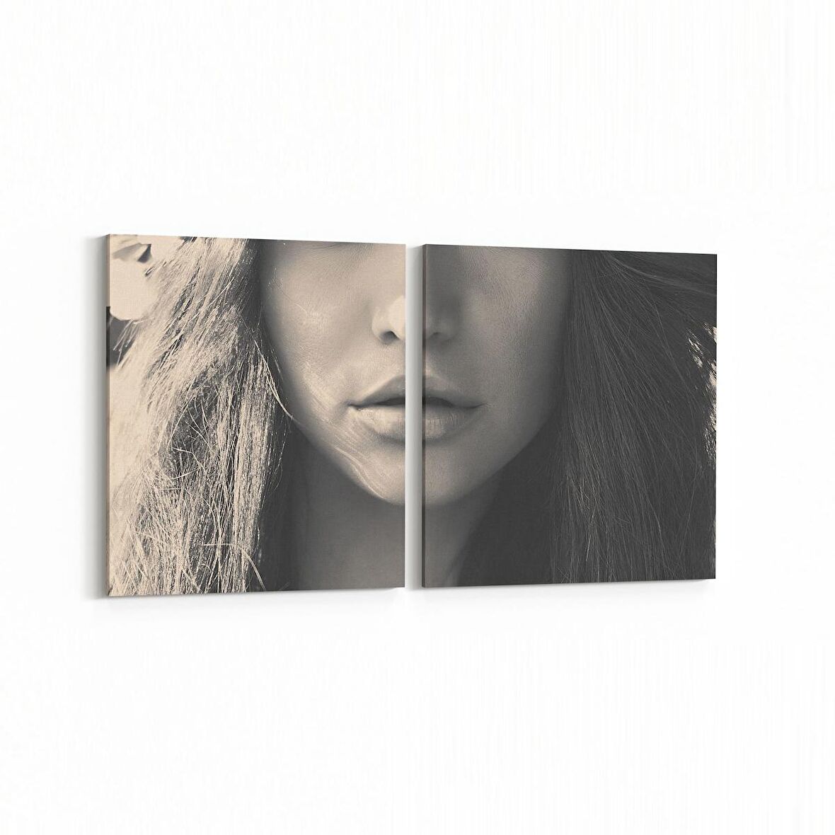 Olla 16917K2Y Model / Manken Görseli 2'li Yatay Kanvas Tablo (Ölçü: 125X60)