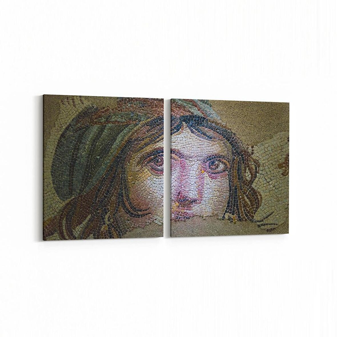 Olla 16288K2Y Heykel / Sanat Görseli Kare 2'li Yatay Kanvas Tablo (Ölçü: 125X60)