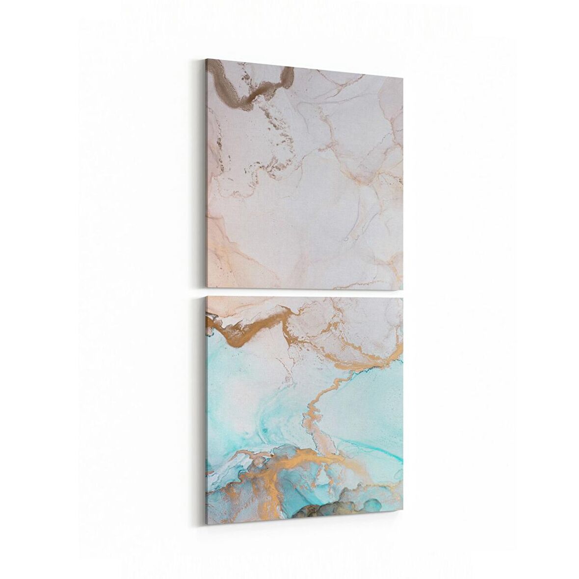 Olla 16680K2D Mermer Desen Görsel Kare 2'li Dikey Kanvas Tablo (Ölçü: 30X65)