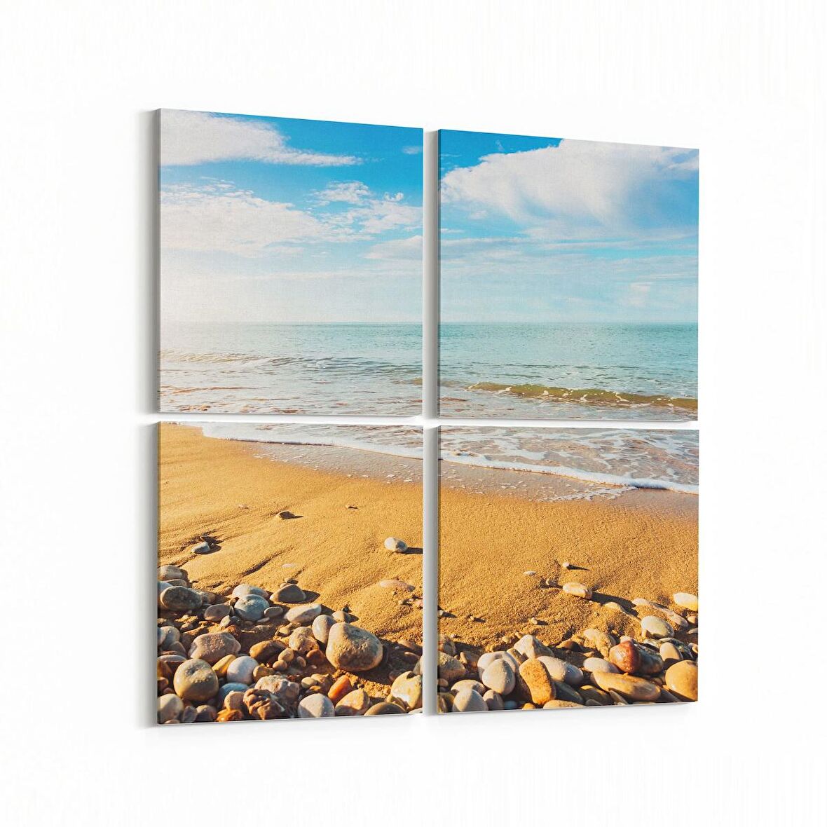 Olla 16491K4 Kumsal / Sahil Görseli Kare 4'lü Kanvas Tablo (Ölçü: 125X125)