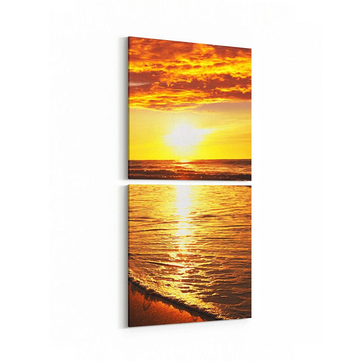 Olla 15899K2D Günbatımı Görseli Kare 2'li Dikey Kanvas Tablo (Ölçü: 30X65)