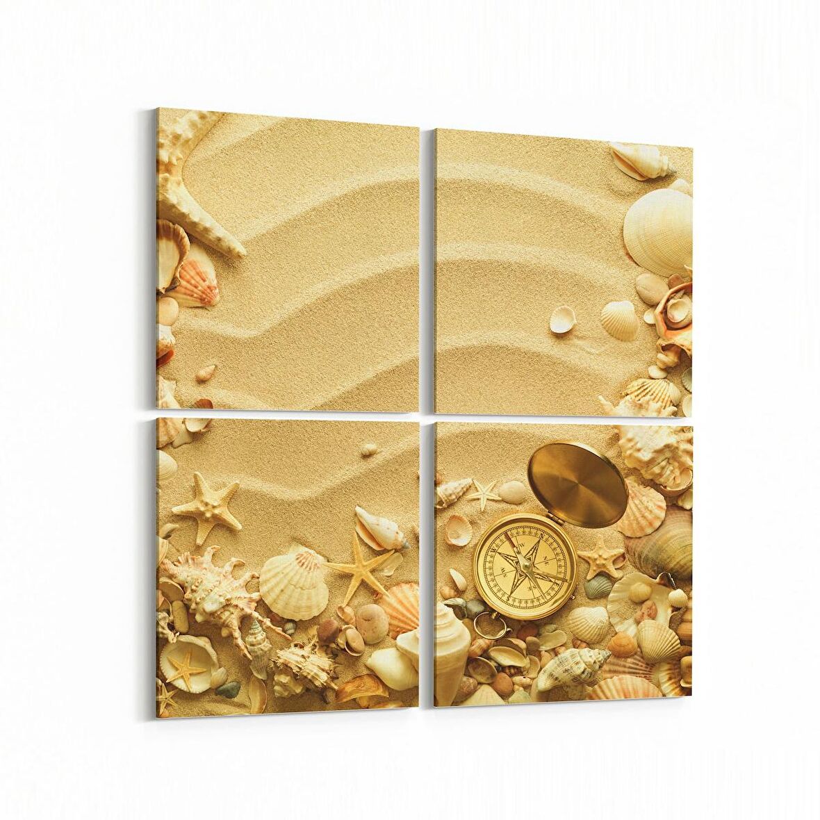 Olla 16374K4 Kumsal / Sahil Görseli Kare 4'lü Kanvas Tablo (Ölçü: 145X145)