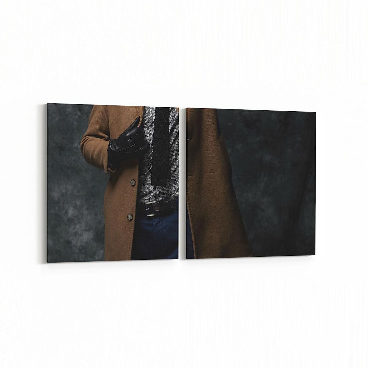 Olla 16905K2Y Model / Manken Görseli 2'li Yatay Kanvas Tablo (Ölçü: 145X70)