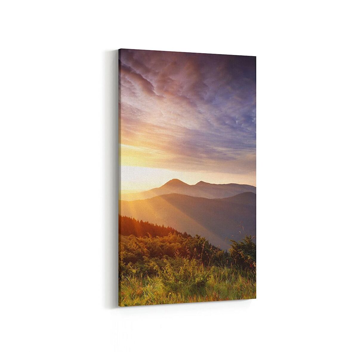 Olla 16108DD Günbatımı Görseli Dikey Dar Kanvas Tablo (Ölçü: 30X60)