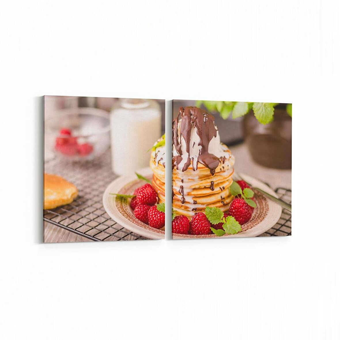 Olla 15259K2Y Gıda Görseli Kare 2'li Yatay Kanvas Tablo (Ölçü: 145X70)