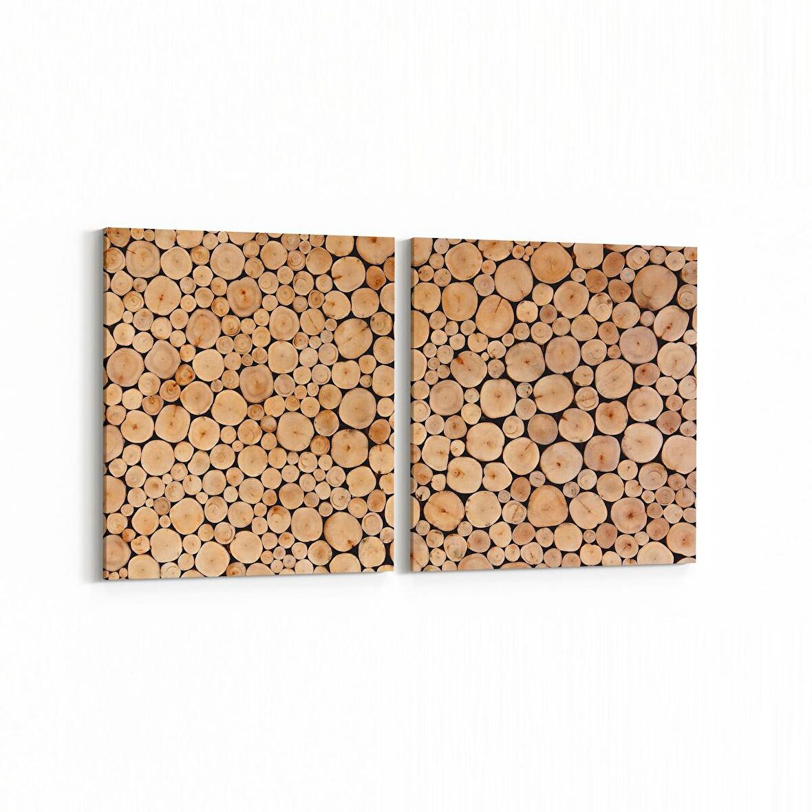 Olla 12022K2Y Ahşap Desen Görseli Kare 2'li Yatay Kanvas Tablo (Ölçü: 125X60)