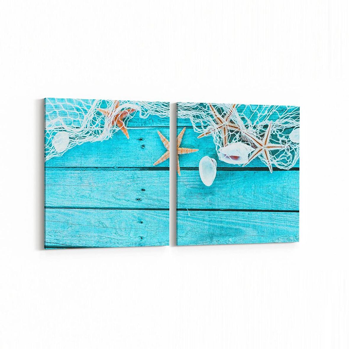 Olla 12916K2Y Deniz / Okyanus Görseli Kare 2'li Yatay Kanvas Tablo (Ölçü: 145X70)