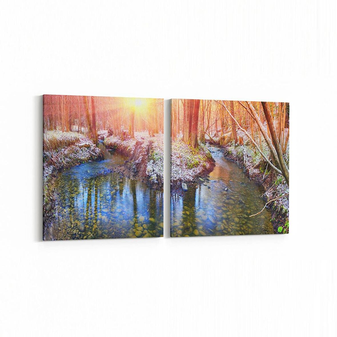 Olla 13823K2Y Doğa / Manzara Görseli Kare 2'li Yatay Kanvas Tablo (Ölçü: 145X70)