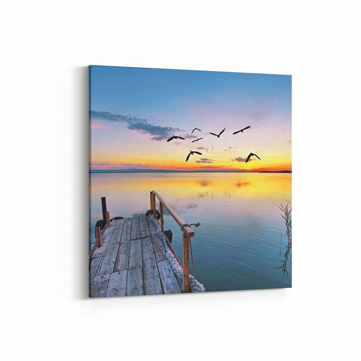 Olla 16073K Günbatımı Görseli Kare Kanvas Tablo (Ölçü: 60X60)