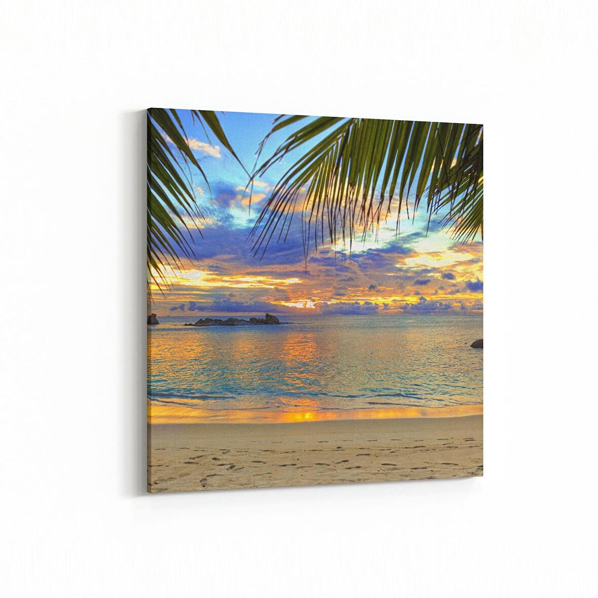 Olla 16540K Kumsal / Sahil Görseli Kare Kanvas Tablo (Ölçü: 25X25)