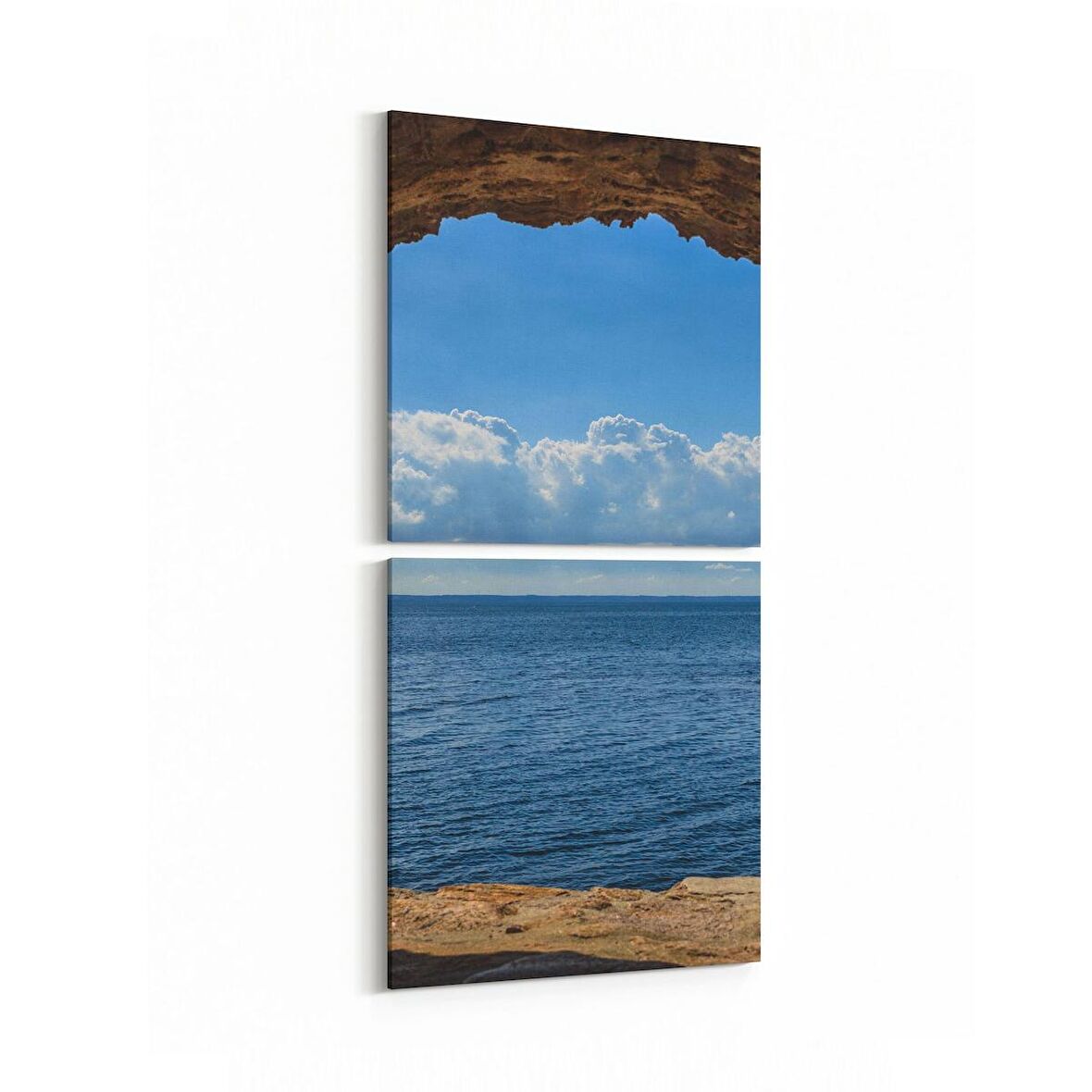 Olla 16438K2D Kumsal / Sahil Görseli Kare 2'li Dikey Kanvas Tablo (Ölçü: 30X65)