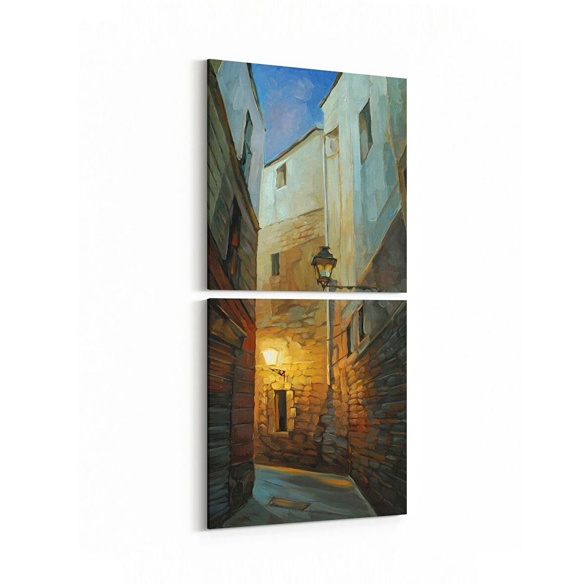 Olla 17987KD Yapı Görseli Kare 2'li Dikey Kanvas Tablo (Ölçü: 30X65)