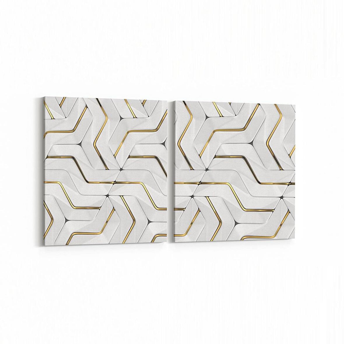 Olla 14952K2Y Geometrik Desen Görseli Kare 2'li Yatay Kanvas Tablo (Ölçü: 85X40)