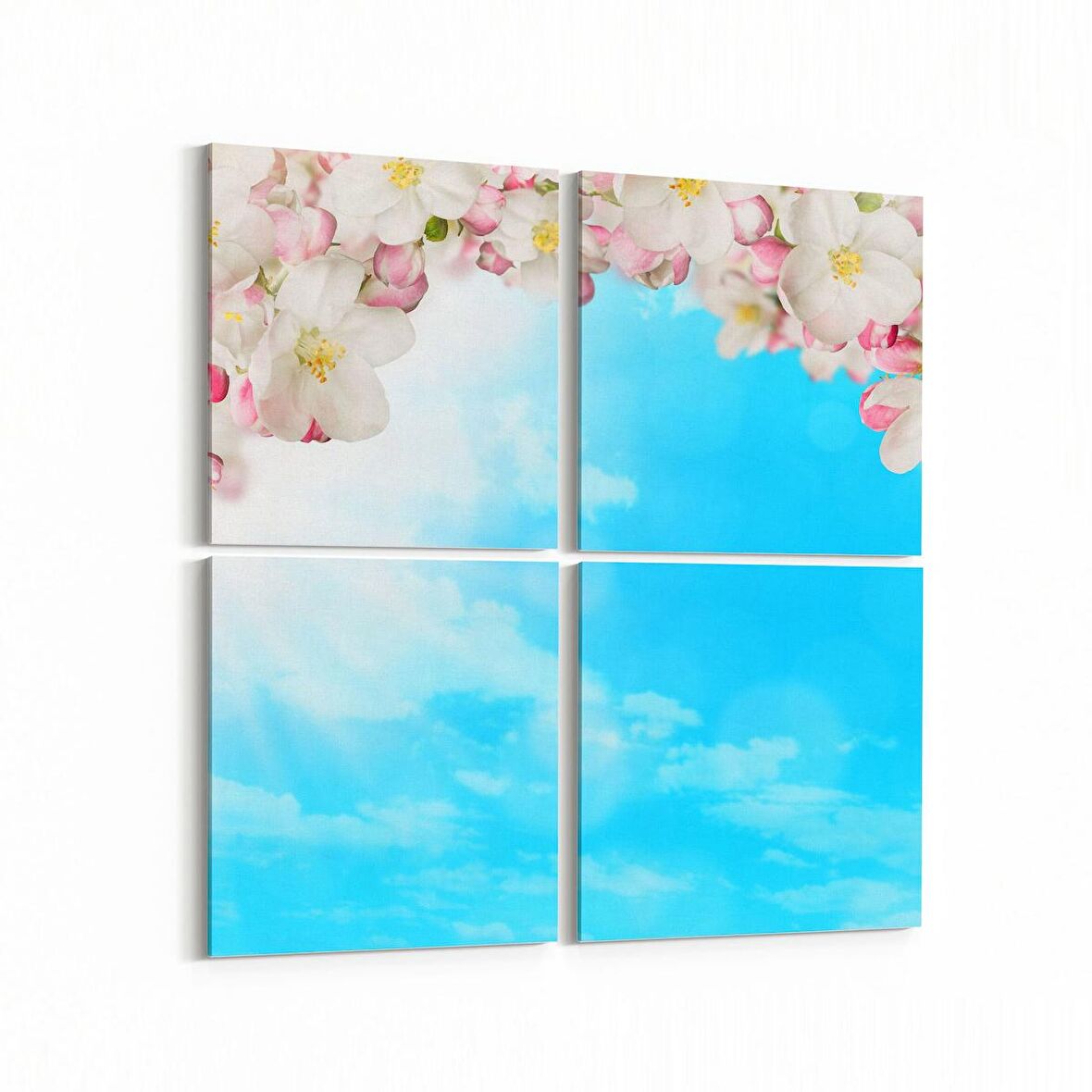 Olla 10721K4 Ağaç Görseli Kare 4'lü Kanvas Tablo (Ölçü: 145X145)