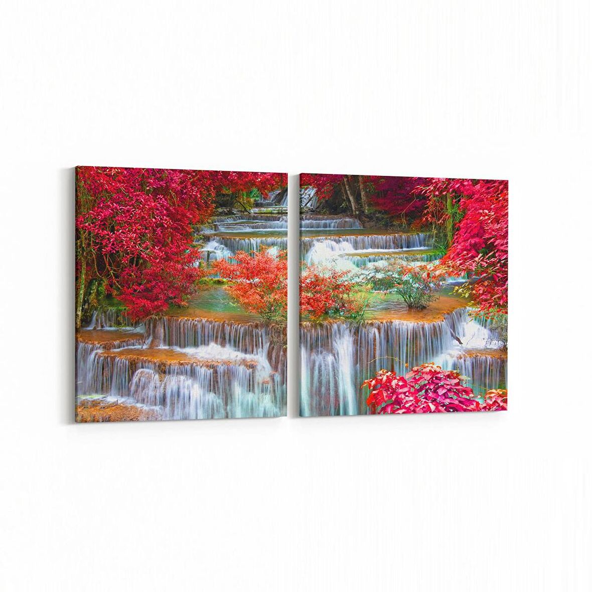 Olla 13842K2Y Doğa / Manzara Görseli Kare 2'li Yatay Kanvas Tablo (Ölçü: 65X30)