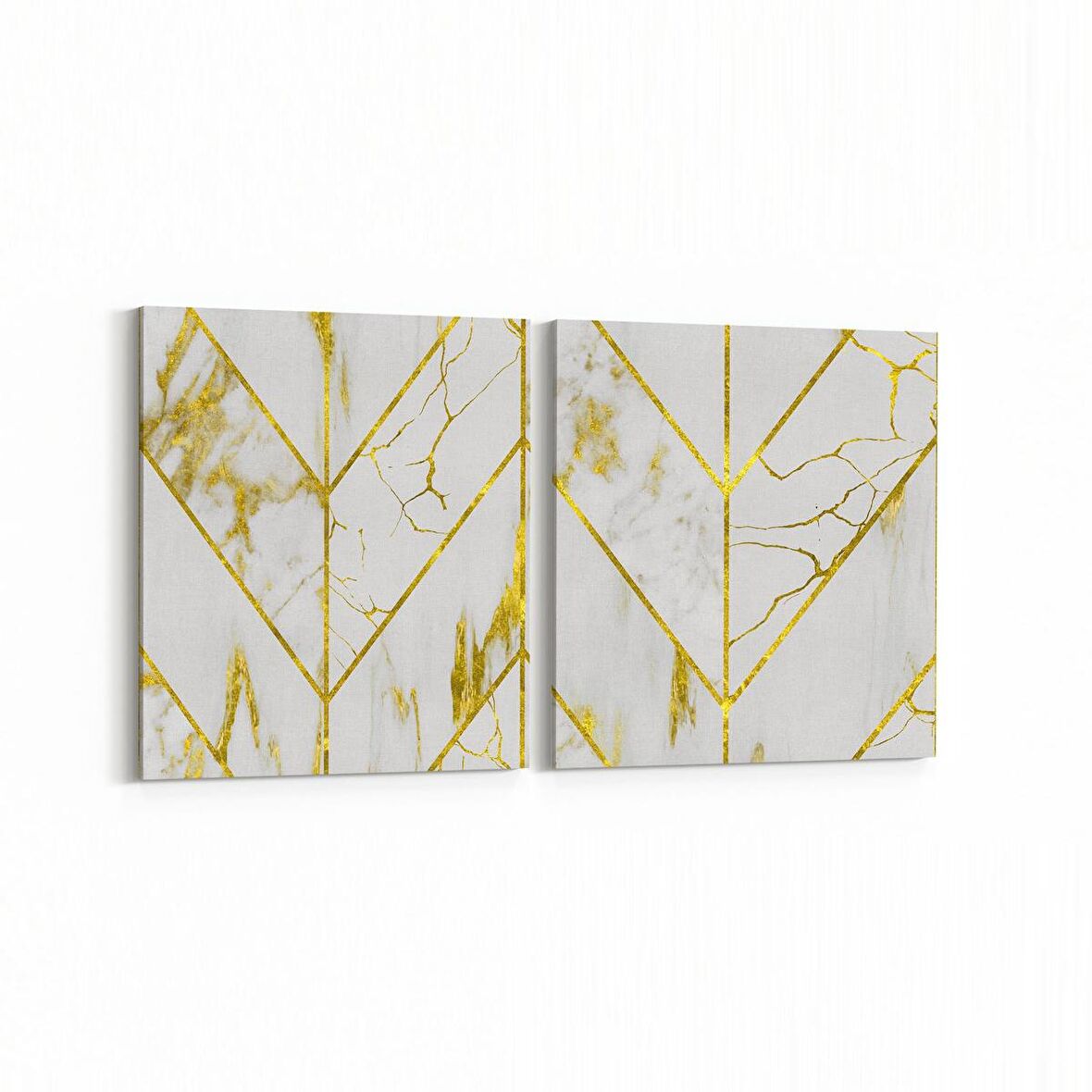 Olla 16671K2Y Mermer Desen Görsel Kare 2'li Yatay Kanvas Tablo (Ölçü: 85X40)