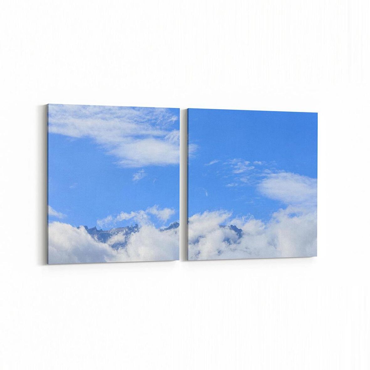 Olla 15532K2Y Gökyüzü Bulut Görseli Kare 2'li Yatay Kanvas Tablo (Ölçü: 65X30)