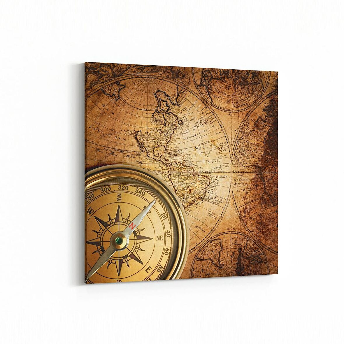 Olla 16239K Harita Görseli Kare Kanvas Tablo (Ölçü: 25X25)