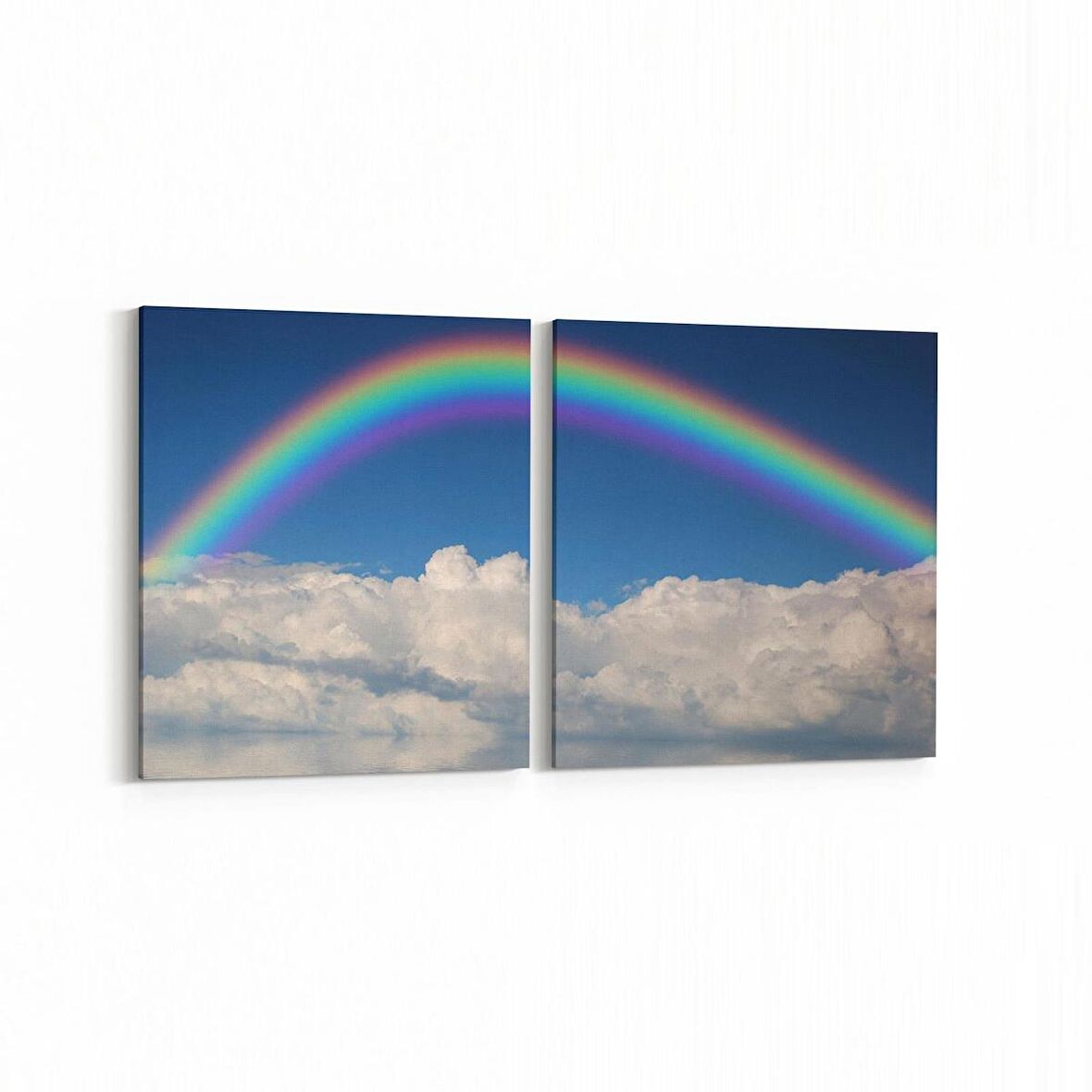Olla 15409K2Y Gökyüzü Bulut Görseli Kare 2'li Yatay Kanvas Tablo (Ölçü: 105X50)