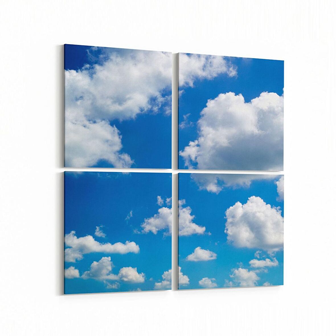 Olla 15706K4 Gökyüzü Bulut Görseli Kare 4'lü Kanvas Tablo (Ölçü: 65X65)