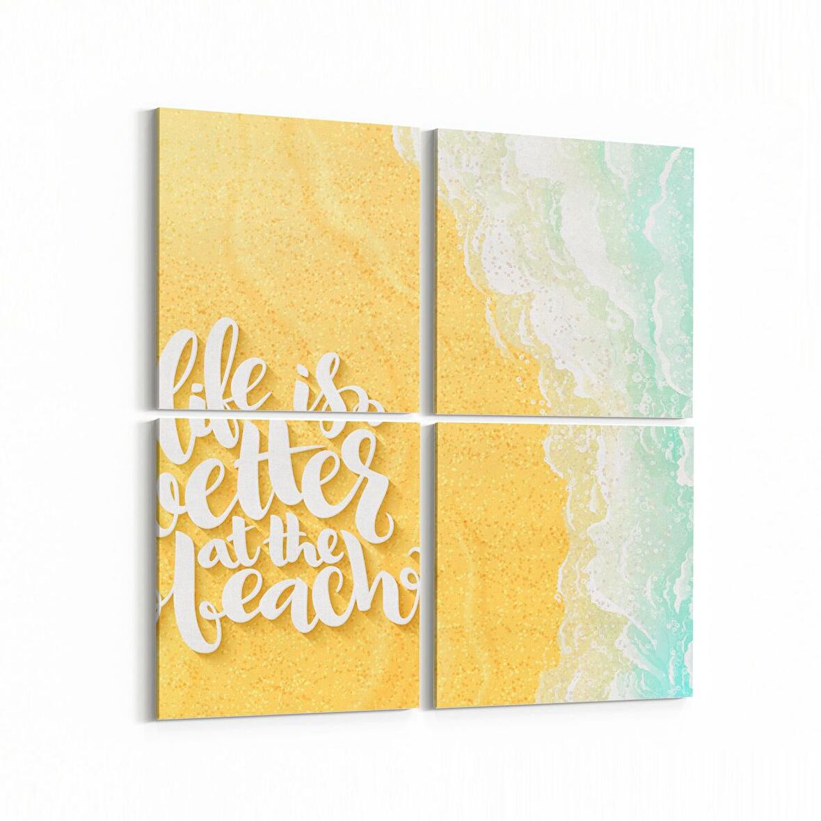 Olla 16568K4 Kumsal / Sahil Görseli Kare 4'lü Kanvas Tablo (Ölçü: 145X145)