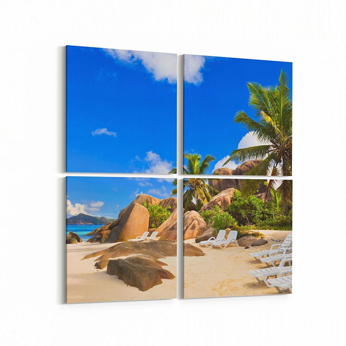 Olla 16587K4 Kumsal / Sahil Görseli Kare 4'lü Kanvas Tablo (Ölçü: 145X145)