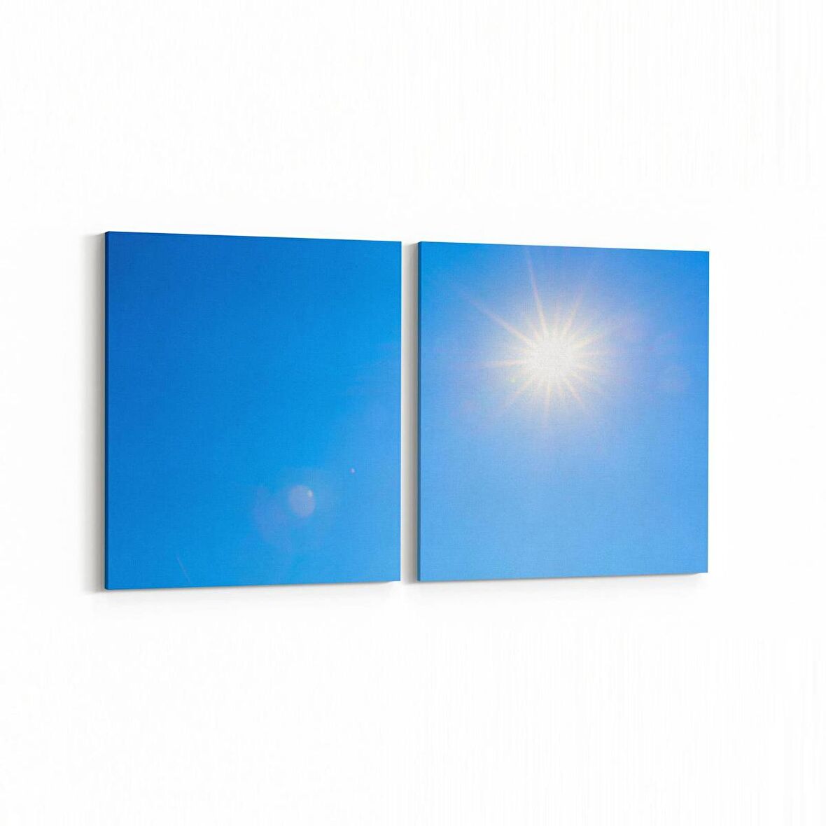 Olla 15744K2Y Gökyüzü Bulut Görseli Kare 2'li Yatay Kanvas Tablo (Ölçü: 85X40)