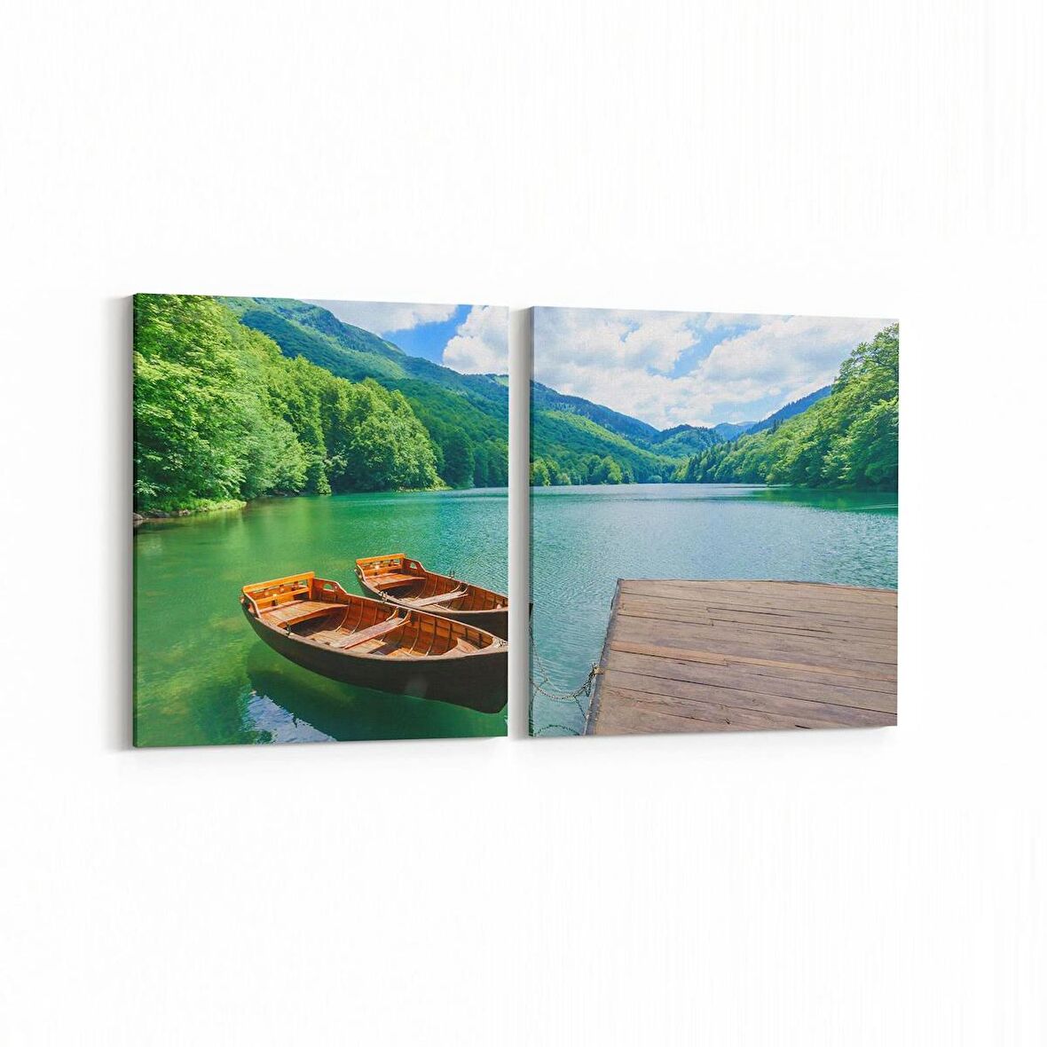 Olla 13973K2Y Doğa / Manzara Görseli Kare 2'li Yatay Kanvas Tablo (Ölçü: 125X60)