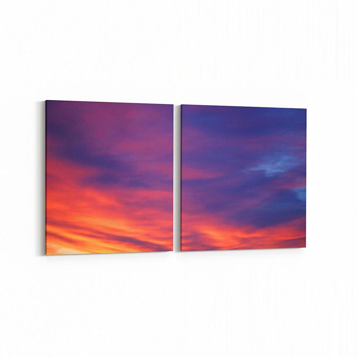 Olla 15900K2Y Günbatımı Görseli Kare 2'li Yatay Kanvas Tablo (Ölçü: 85X40)