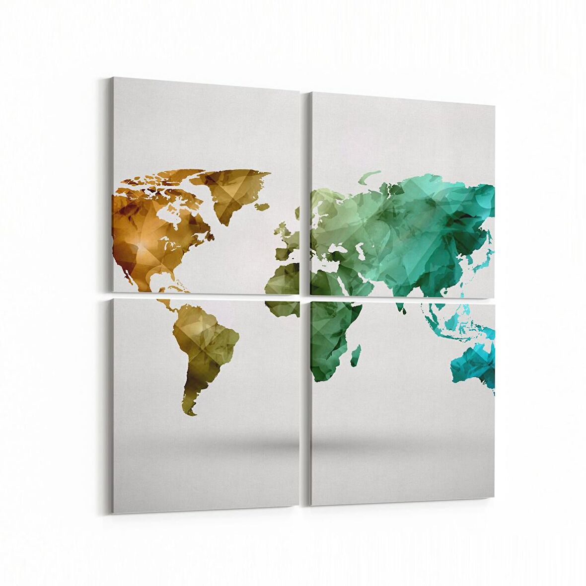 Olla 16169K4 Harita Görseli Kare 4'lü Kanvas Tablo (Ölçü: 145X145)