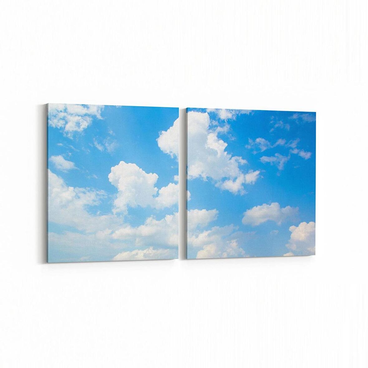 Olla 15401K2Y Gökyüzü Bulut Görseli Kare 2'li Yatay Kanvas Tablo (Ölçü: 65X30)