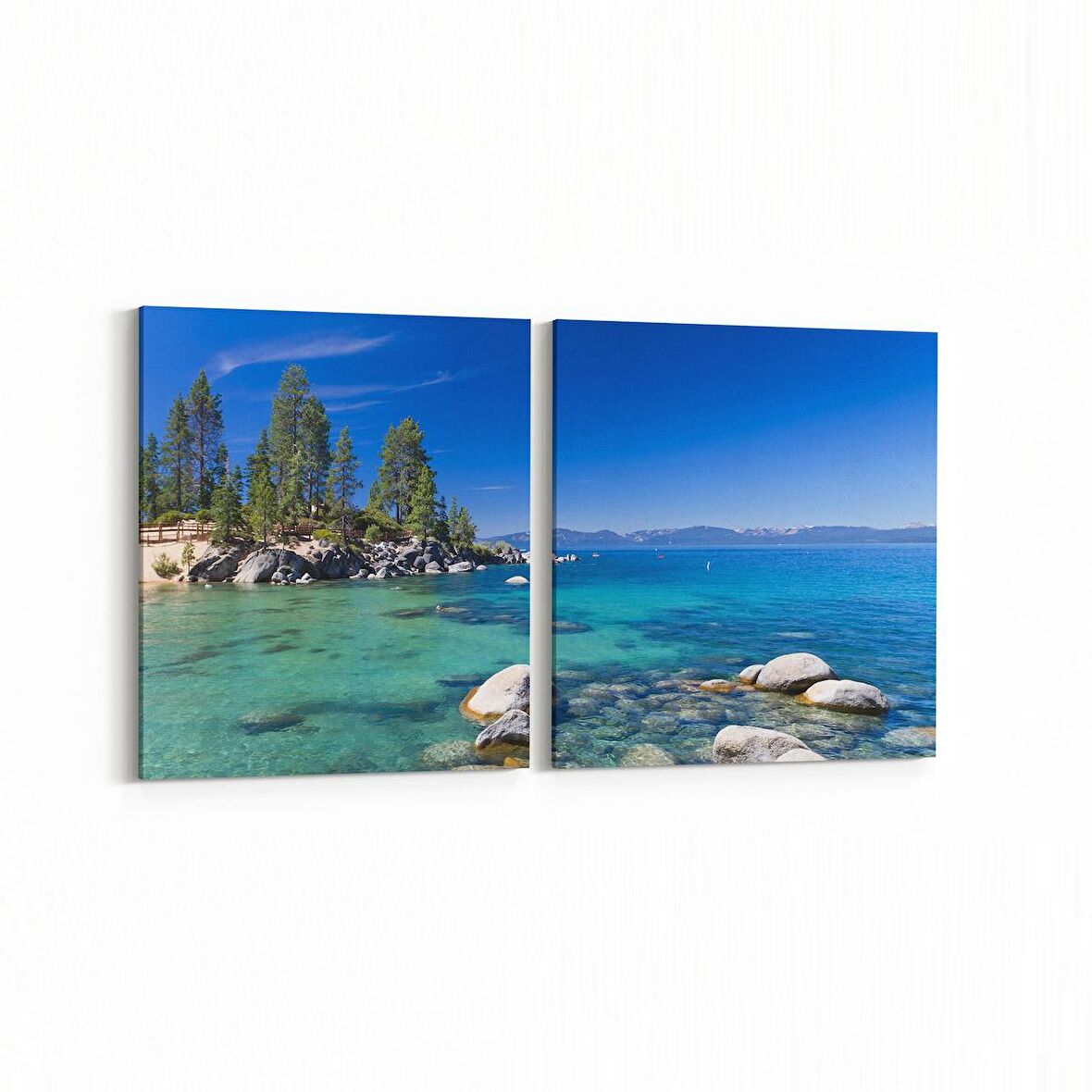 Olla 16621K2Y Kumsal / Sahil Görseli Kare 2'li Yatay Kanvas Tablo (Ölçü: 105X50)