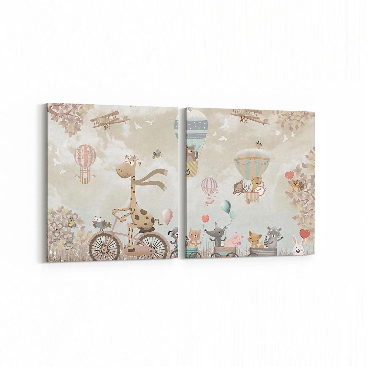 Olla 12754K2Y Çocuk Odası Görseli 2'li Yatay Kanvas Tablo (Ölçü: 125X60)