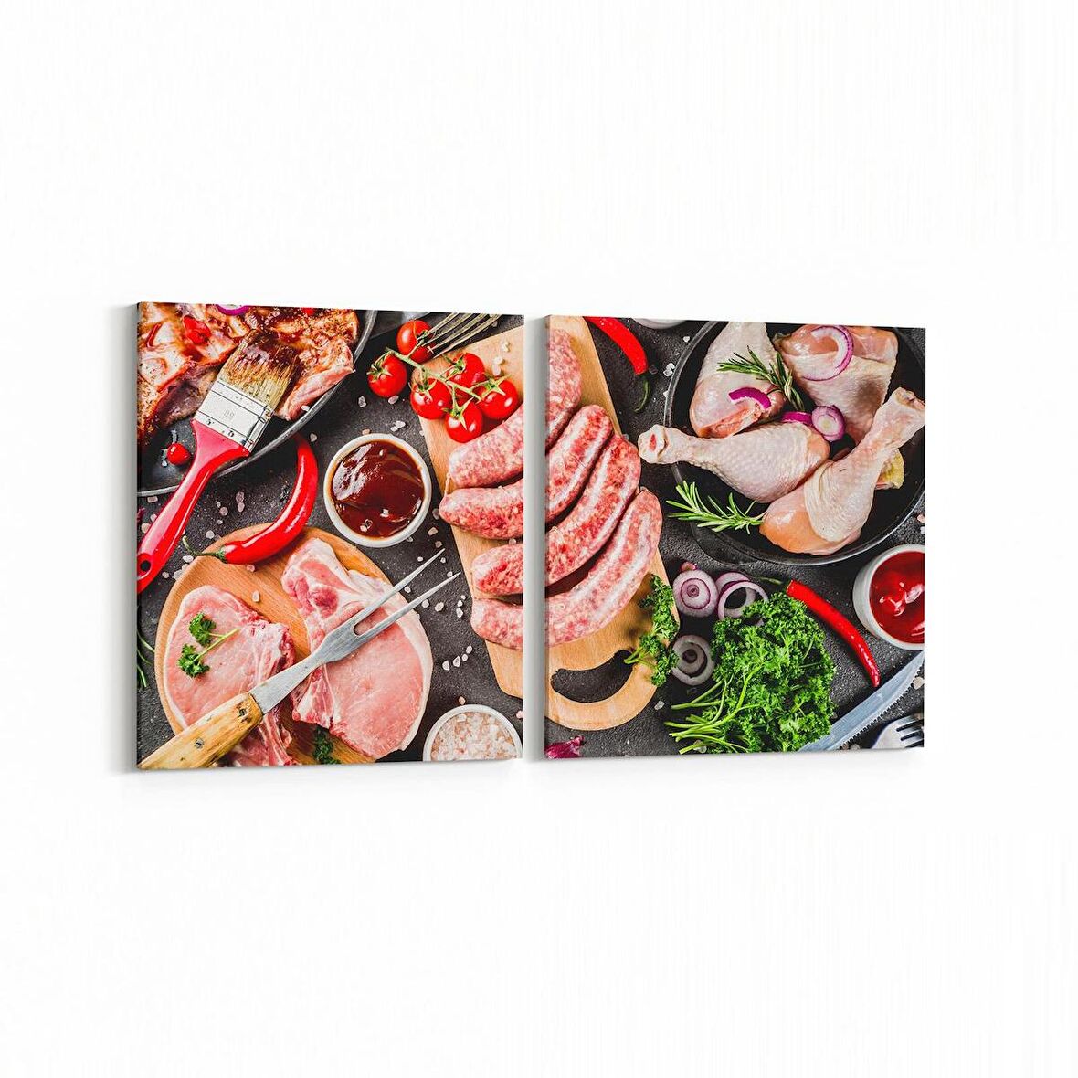 Olla 15056K2Y Gıda Görseli Kare 2'li Yatay Kanvas Tablo (Ölçü: 65X30)