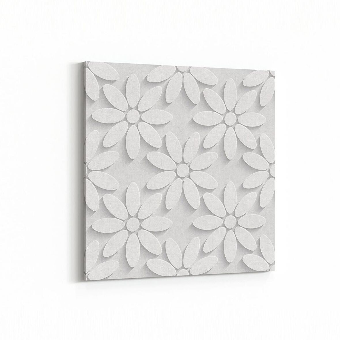 Olla 10450K Beyaz Kabartma Görseli Kare Kanvas Tablo (Ölçü: 25X25)