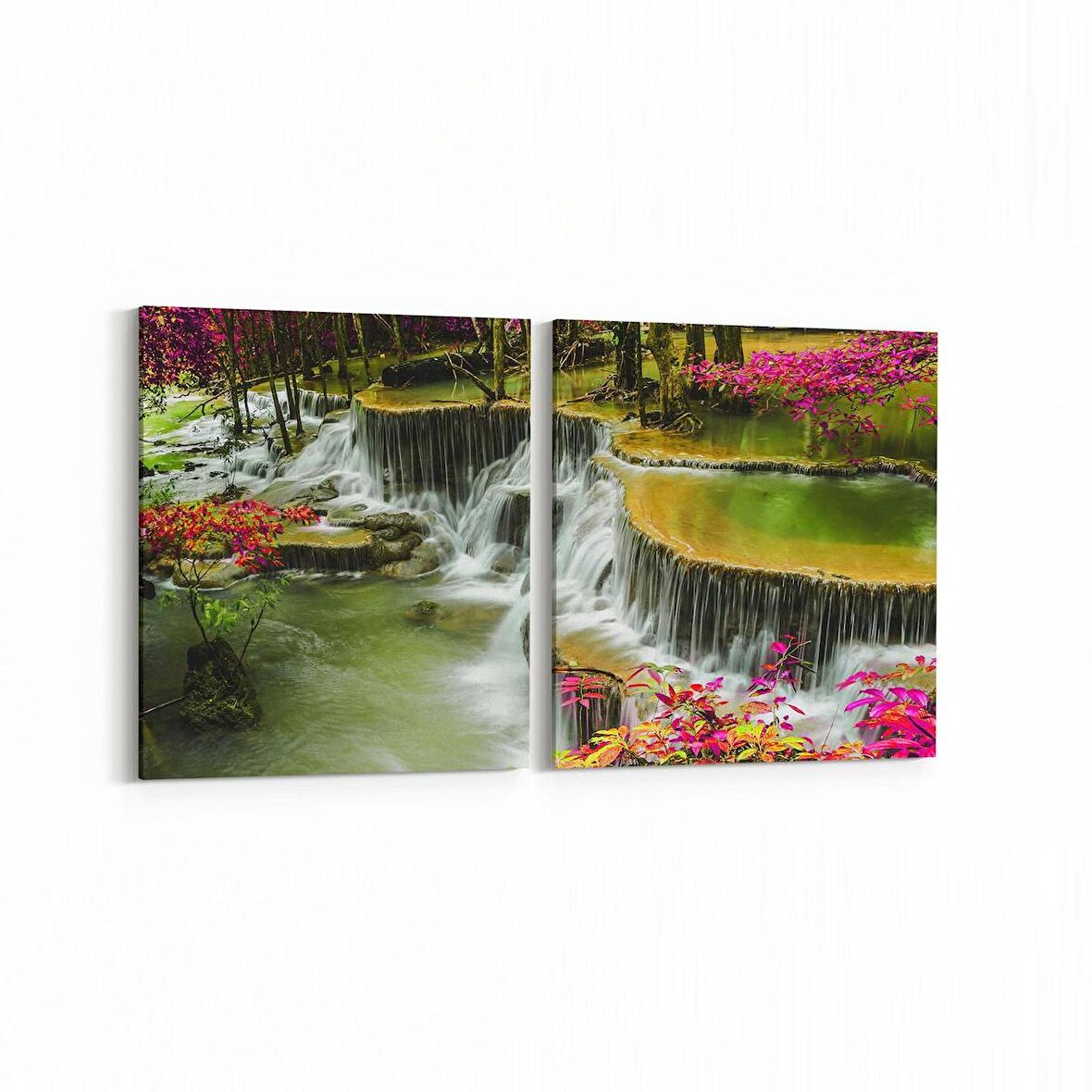Olla 13747K2Y Doğa / Manzara Görseli Kare 2'li Yatay Kanvas Tablo (Ölçü: 105X50)