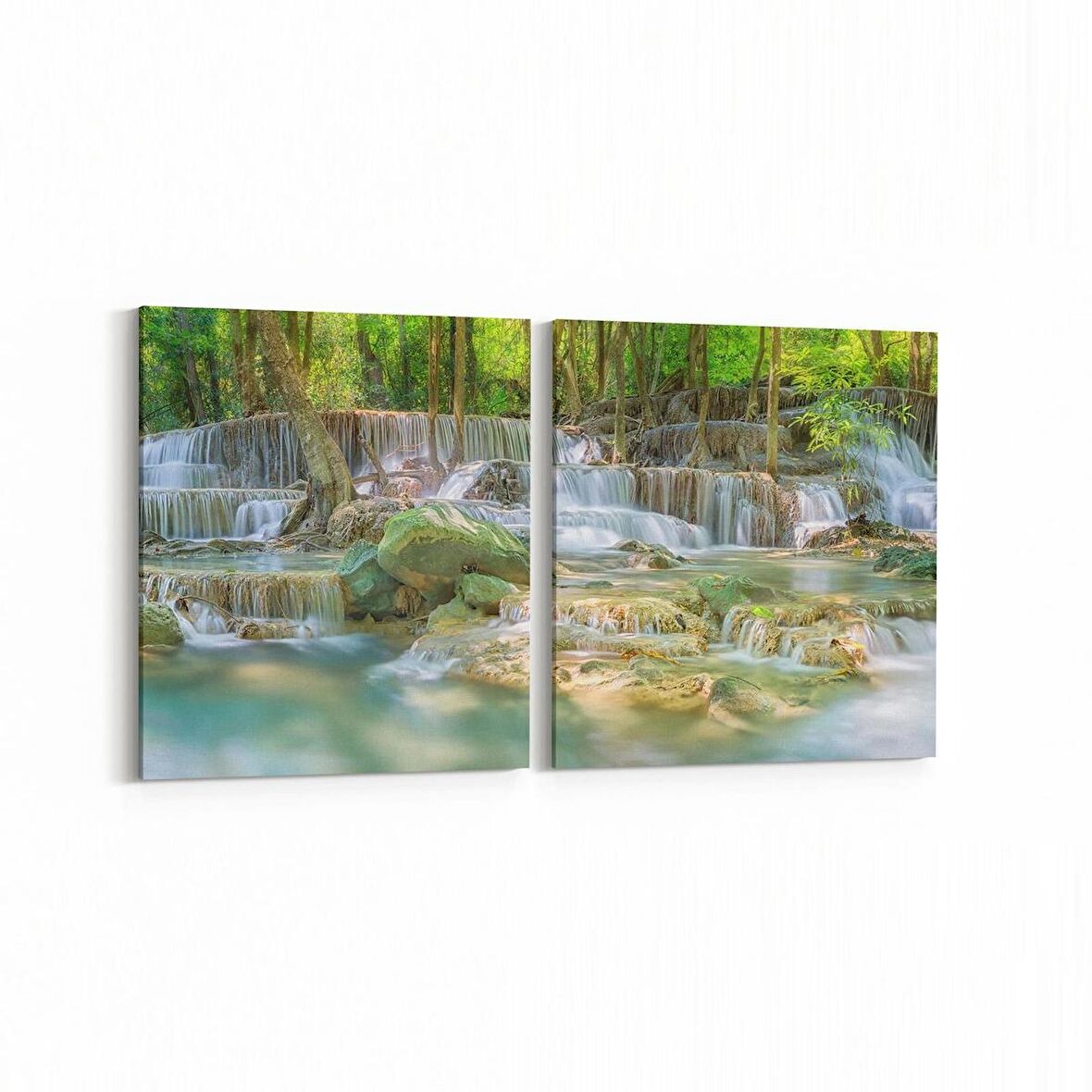 Olla 13753K2Y Doğa / Manzara Görseli Kare 2'li Yatay Kanvas Tablo (Ölçü: 85X40)