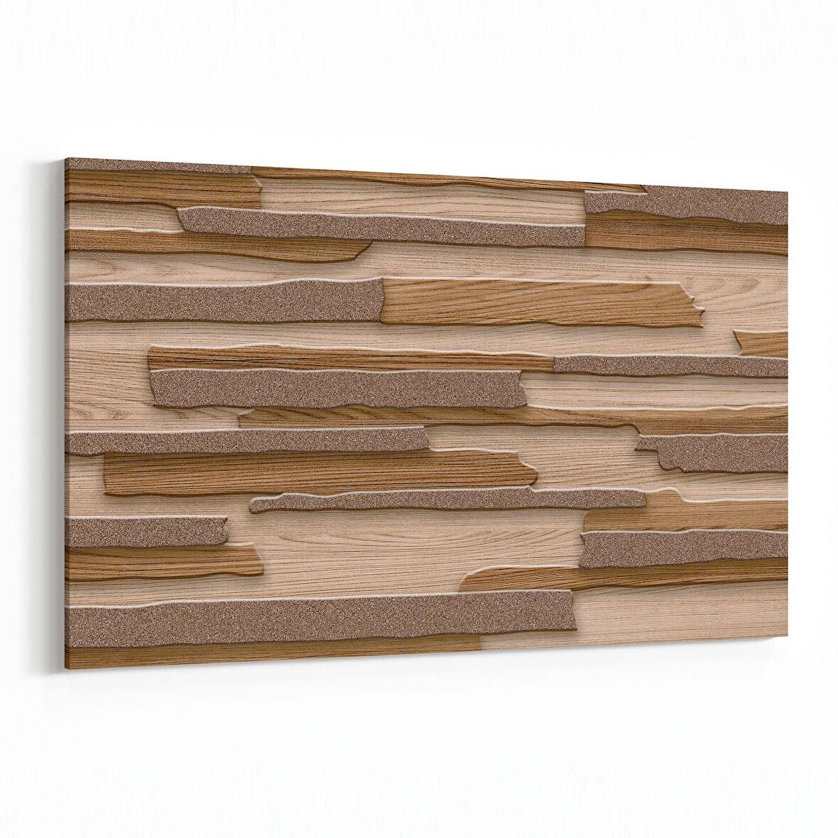 Olla 11972Y Ahşap Desen Görseli Yatay Kanvas Tablo (Ölçü: 70X50)