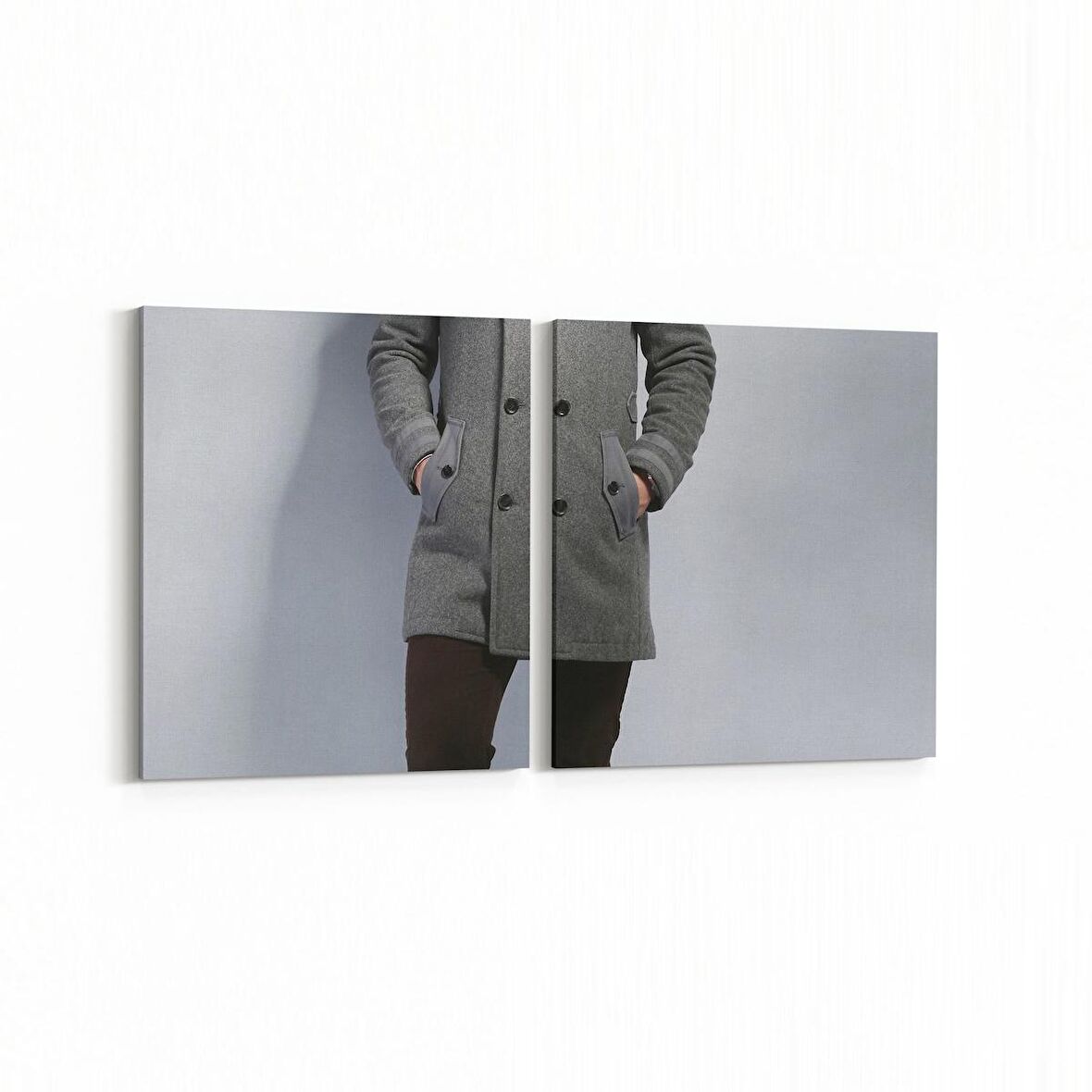 Olla 16870K2Y Model / Manken Görseli 2'li Yatay Kanvas Tablo (Ölçü: 65X30)