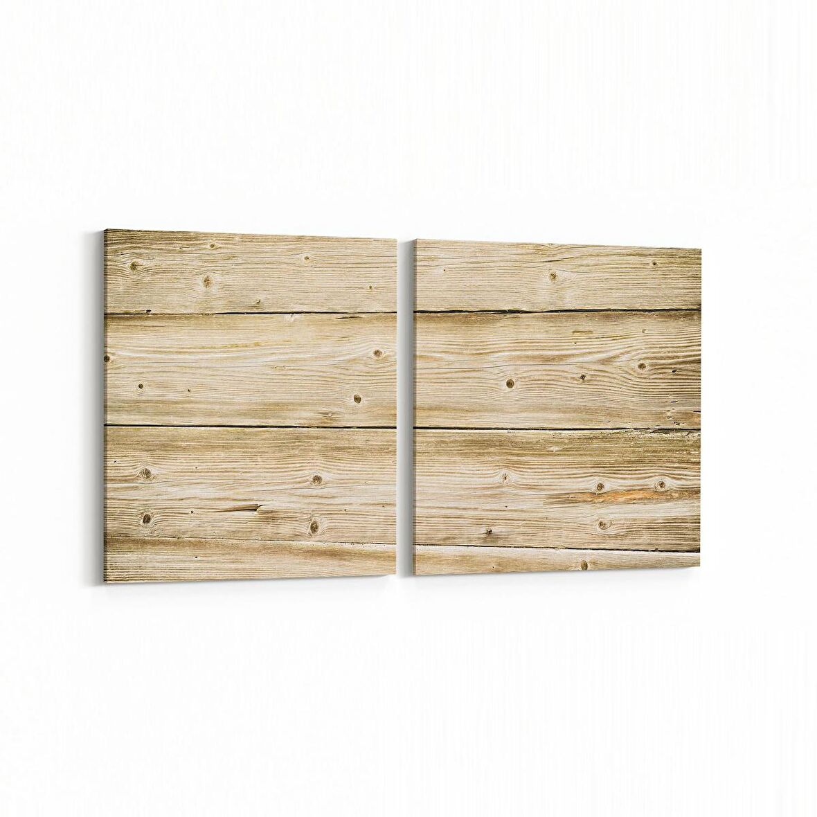 Olla 12010K2Y Ahşap Desen Görseli Kare 2'li Yatay Kanvas Tablo (Ölçü: 105X50)