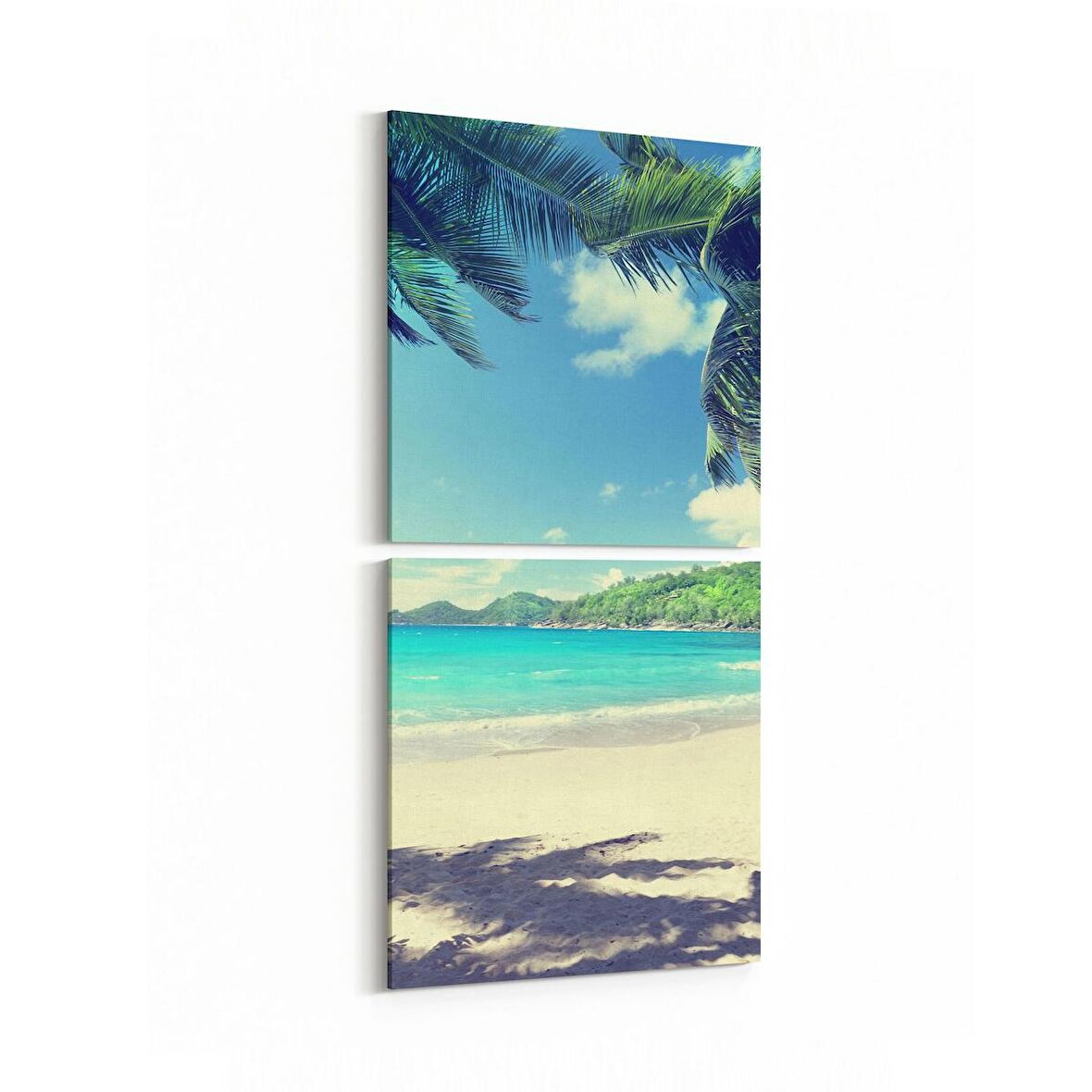Olla 16444K2D Kumsal / Sahil Görseli Kare 2'li Dikey Kanvas Tablo (Ölçü: 30X65)
