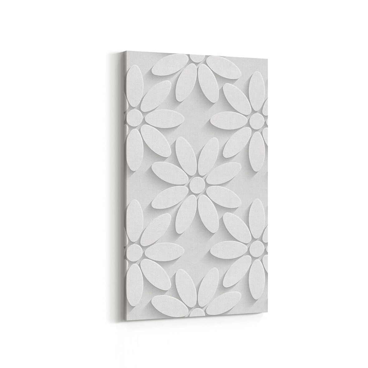Olla 10450DD Beyaz Kabartma Görseli Dikey Dar Kanvas Tablo (Ölçü: 30X60)