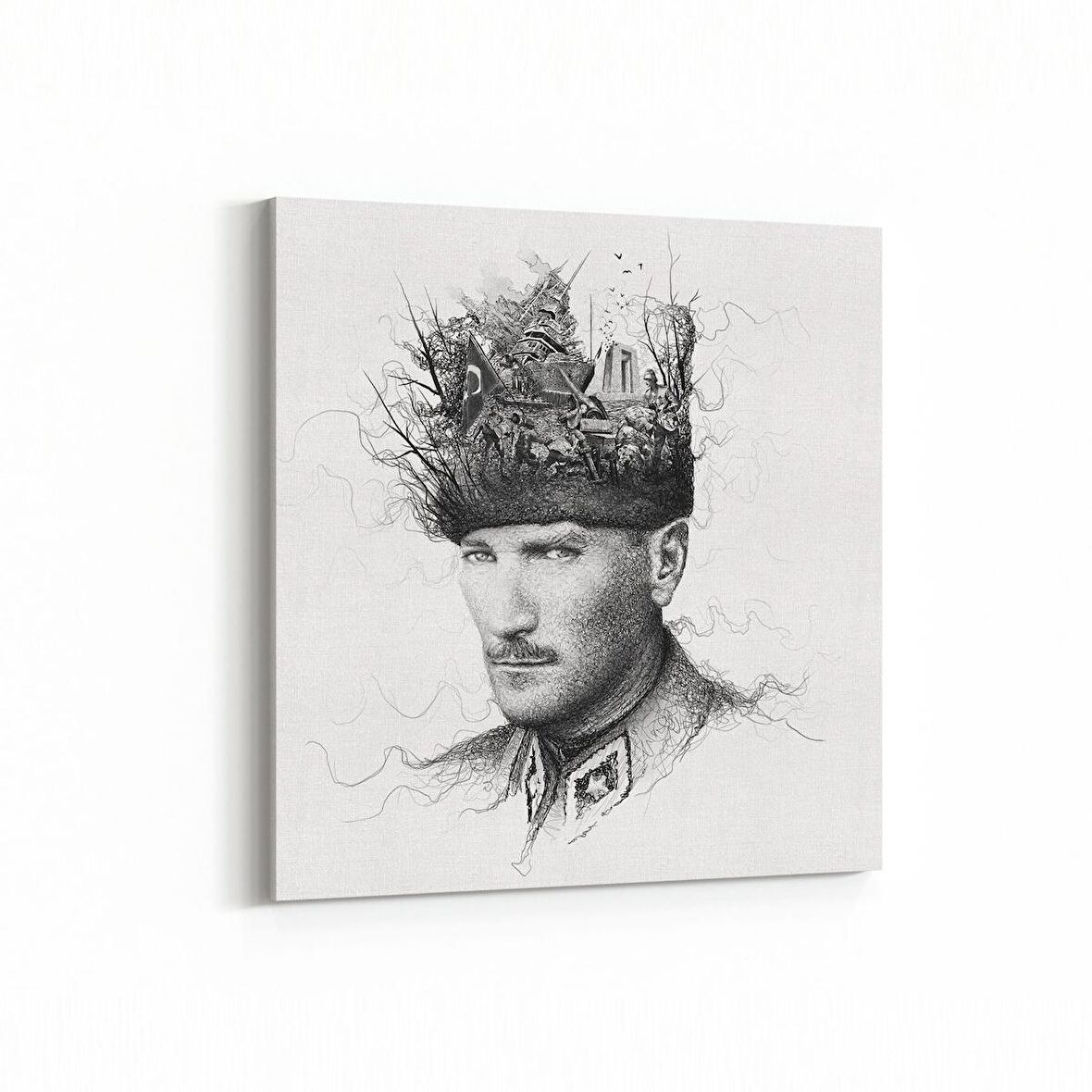 Olla 12406K Mustafa Kemal Atatürk Kare Kanvas Tablo (Ölçü: 25X25)