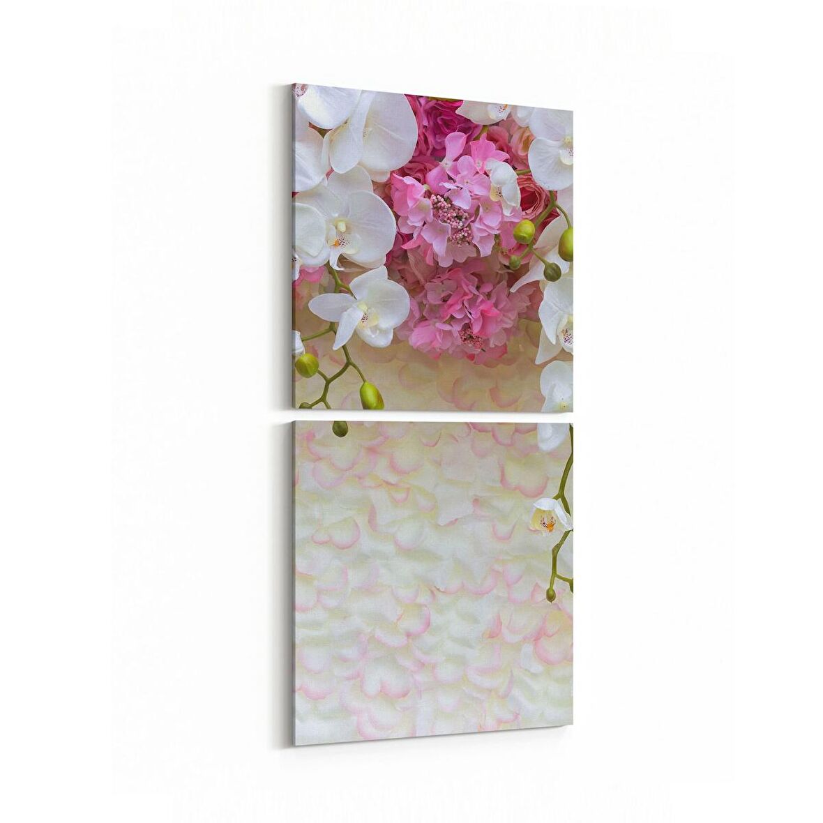 Olla 11599K2D Çiçek Görseli Kare 2'li Dikey Kanvas Tablo (Ölçü: 30X65)