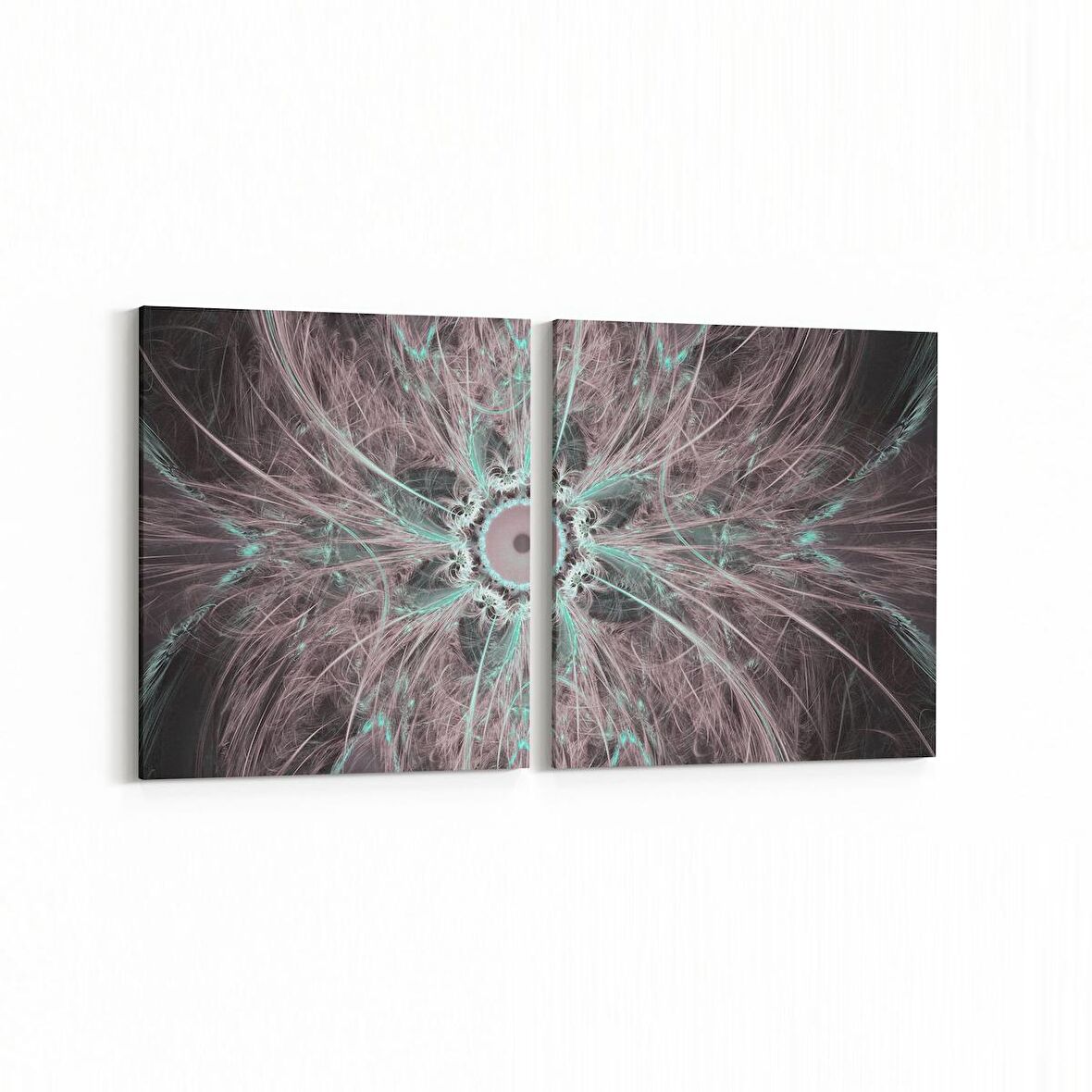 Olla 10408K2Y Abstract Görsel Kare 2'li Yatay Kanvas Tablo (Ölçü: 145X70)
