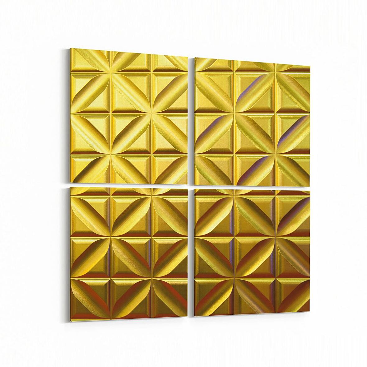 Olla 10034K4 Abstract 3 Boyut Görsel Kare 4'lü Kanvas Tablo (Ölçü: 125X125)