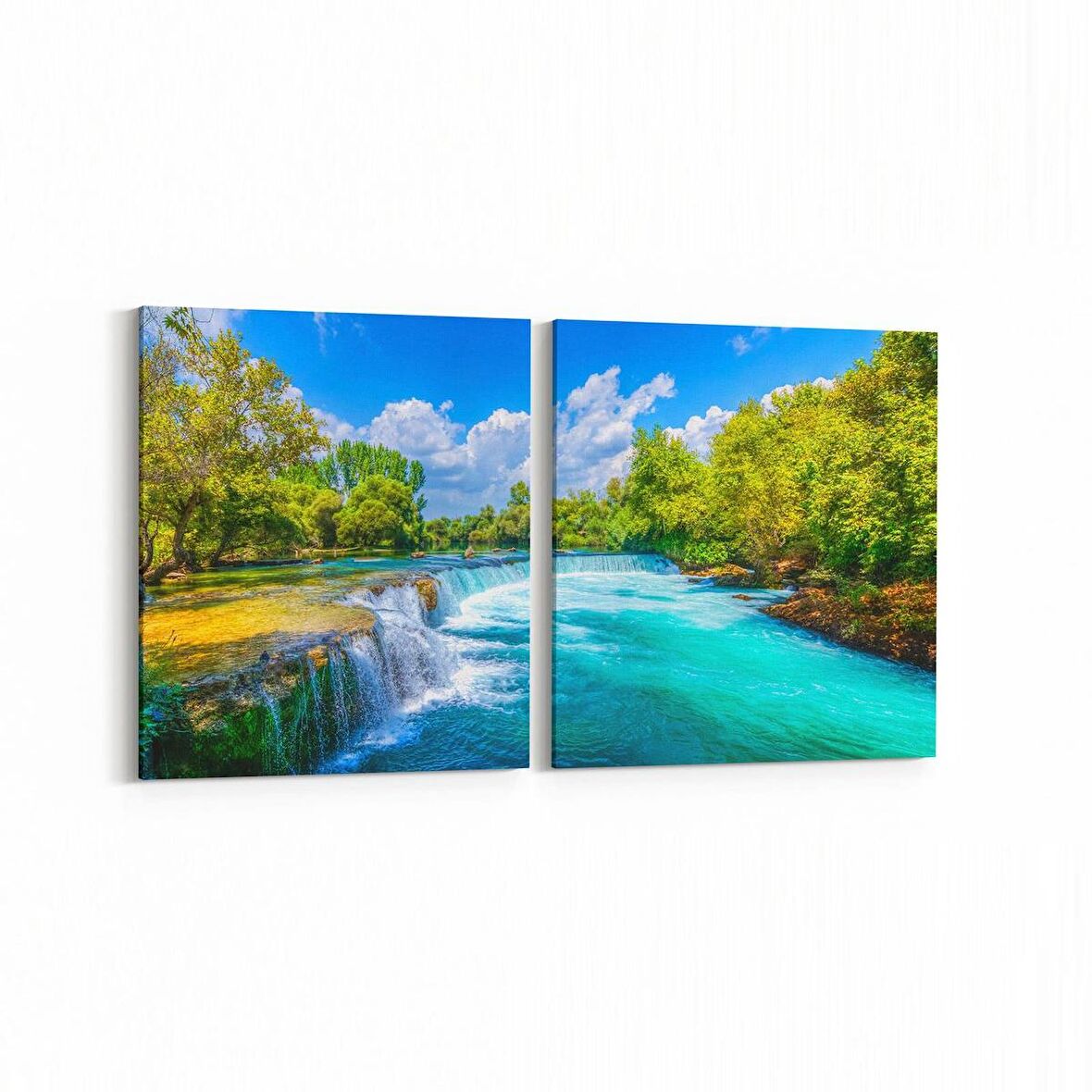 Olla 13195K2Y Doğa / Manzara Görseli Kare 2'li Yatay Kanvas Tablo (Ölçü: 145X70)
