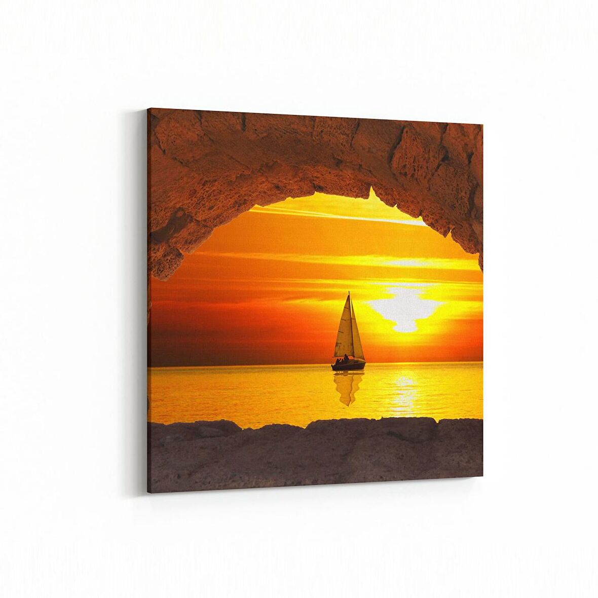 Olla 15897K Günbatımı Görseli Kare Kanvas Tablo (Ölçü: 60X60)