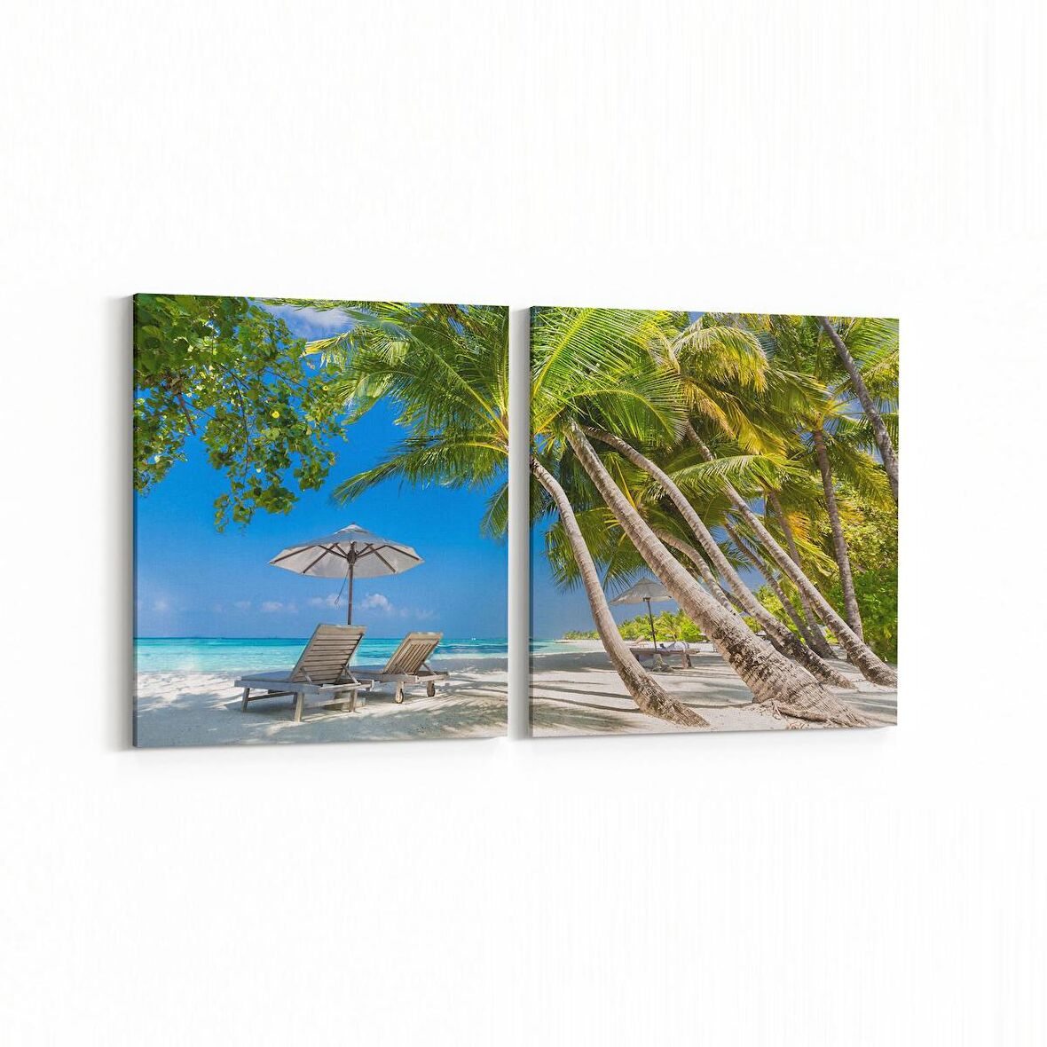 Olla 16559K2Y Kumsal / Sahil Görseli Kare 2'li Yatay Kanvas Tablo (Ölçü: 65X30)