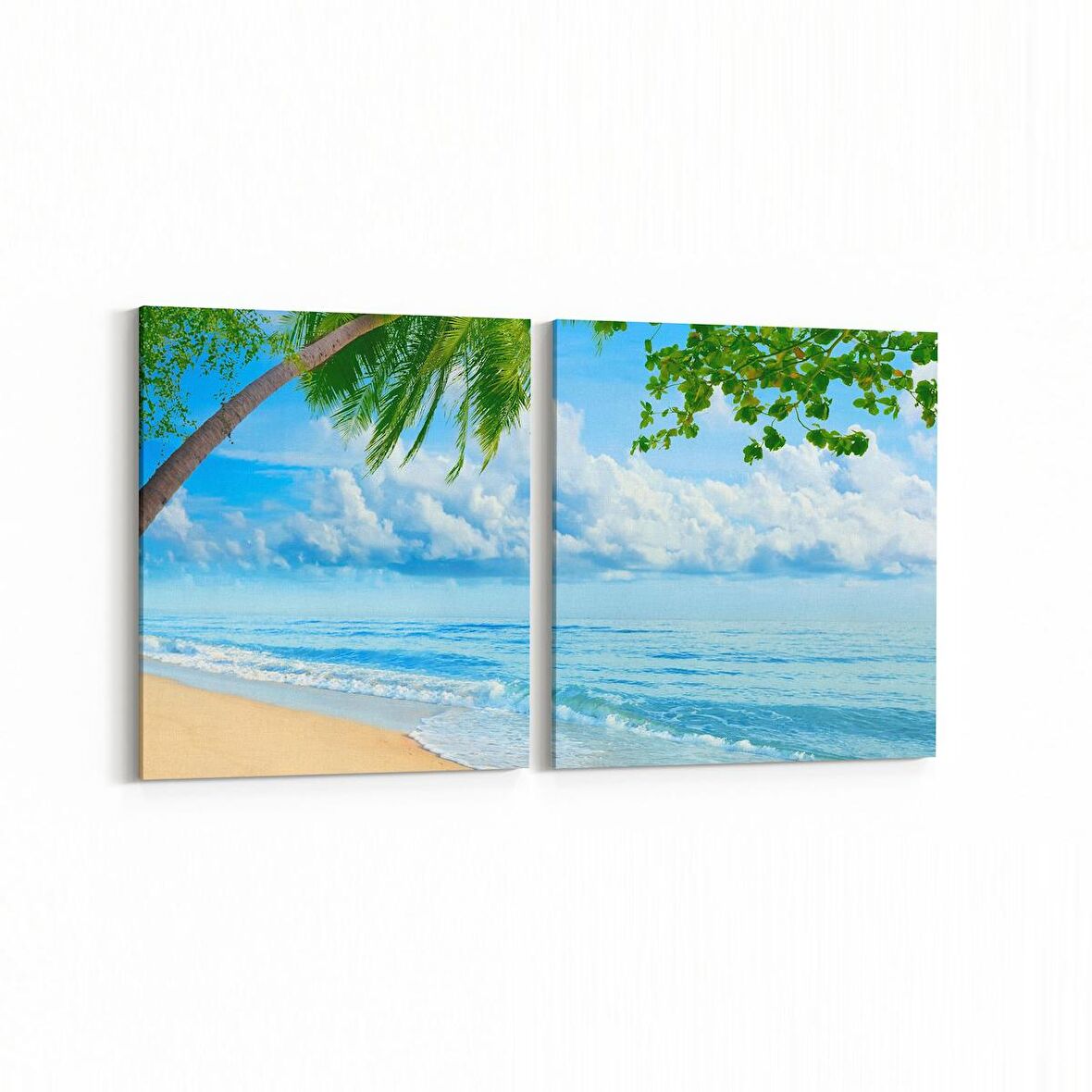 Olla 16344K2Y Kumsal / Sahil Görseli Kare 2'li Yatay Kanvas Tablo (Ölçü: 65X30)
